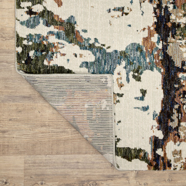 HomeRoots 10' Modern Blue and Ivory Abstract Area Rug - Stain Resistant, Power Loomed for Style and Durability 10' X 13' 510464