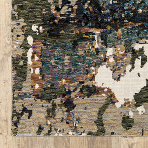 HomeRoots 10' Modern Blue and Ivory Abstract Area Rug - Stain Resistant, Power Loomed for Style and Durability 2'3" x 8' 510466