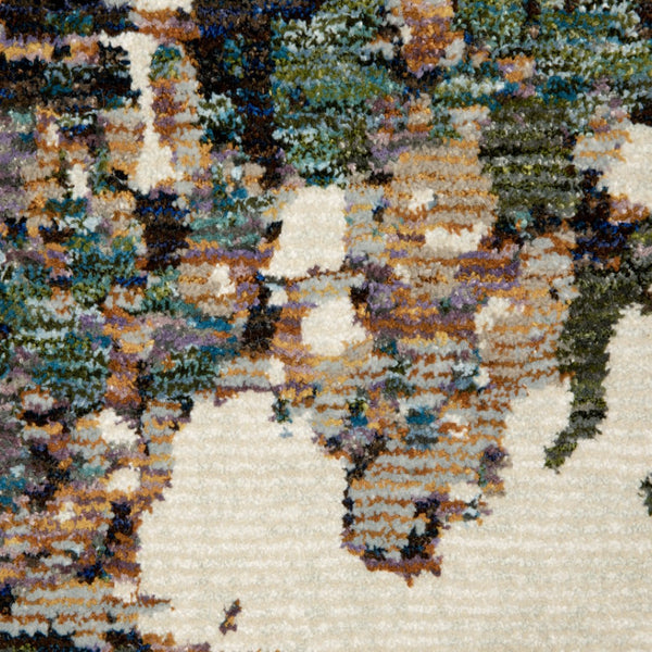 HomeRoots 10' Modern Blue and Ivory Abstract Area Rug - Stain Resistant, Power Loomed for Style and Durability 2'6" x 12' 510467