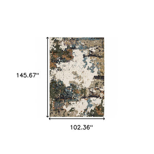 HomeRoots 10' Modern Blue and Ivory Abstract Area Rug - Stain Resistant, Power Loomed for Style and Durability 9' X 12' 510472