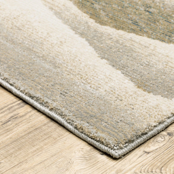 HomeRoots 10' Contemporary Blue and Gray Abstract Power Loom Area Rug for Stylish, Durable Home Decor 10' X 13' 510473