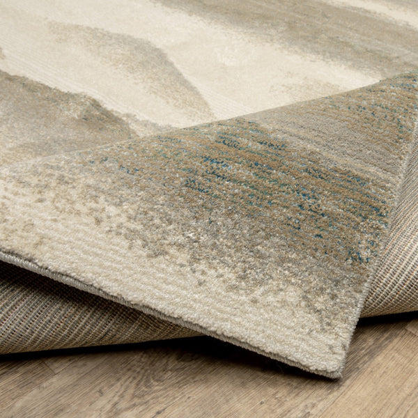 HomeRoots 10' Contemporary Blue and Gray Abstract Power Loom Area Rug for Stylish, Durable Home Decor 10' X 13' 510473