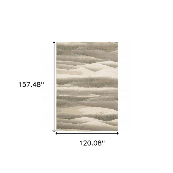 HomeRoots 10' Contemporary Blue and Gray Abstract Power Loom Area Rug for Stylish, Durable Home Decor 10' X 13' 510473