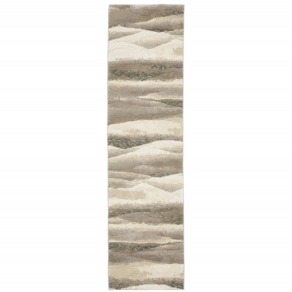 HomeRoots 10' Contemporary Blue and Gray Abstract Power Loom Area Rug for Stylish, Durable Home Decor 2'3" x 8' 510475
