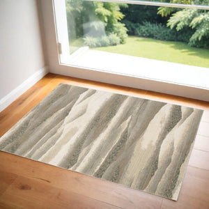 HomeRoots 10' Contemporary Blue and Gray Abstract Power Loom Area Rug for Stylish, Durable Home Decor 3' x 5' 510477