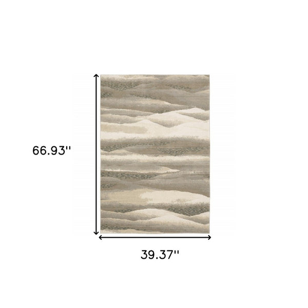 HomeRoots 10' Contemporary Blue and Gray Abstract Power Loom Area Rug for Stylish, Durable Home Decor 3' x 5' 510477