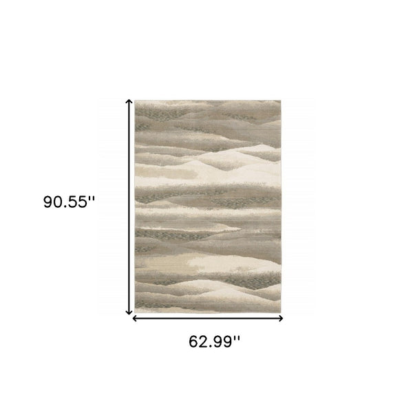 HomeRoots 10' Contemporary Blue and Gray Abstract Power Loom Area Rug for Stylish, Durable Home Decor 5' X 7' 510478