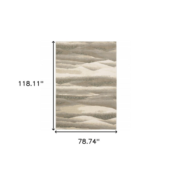 HomeRoots 10' Contemporary Blue and Gray Abstract Power Loom Area Rug for Stylish, Durable Home Decor 7' X 10' 510479