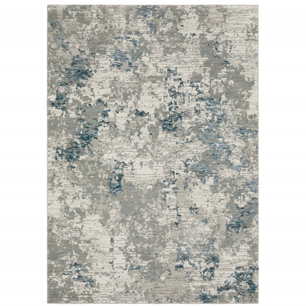 HomeRoots 10' Blue and Beige Abstract Area Rug - Durable, Stain-Resistant Design for Modern Living Spaces 10' X 13' 510482