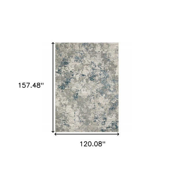 HomeRoots 10' Blue and Beige Abstract Area Rug - Durable, Stain-Resistant Design for Modern Living Spaces 10' X 13' 510482