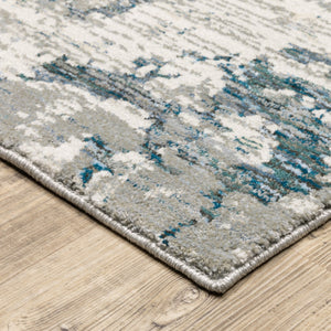 HomeRoots 10' Blue and Beige Abstract Area Rug - Durable, Stain-Resistant Design for Modern Living Spaces 10' X 13' 510482