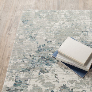 HomeRoots 10' Blue and Beige Abstract Area Rug - Durable, Stain-Resistant Design for Modern Living Spaces 10' X 13' 510482
