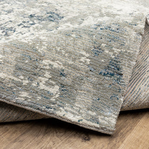 HomeRoots 10' Blue and Beige Abstract Area Rug - Durable, Stain-Resistant Design for Modern Living Spaces 10' X 13' 510482