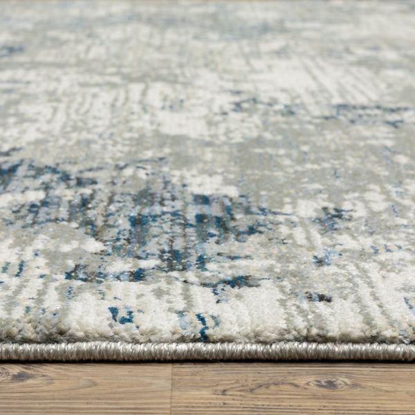 HomeRoots 10' Blue and Beige Abstract Area Rug - Durable, Stain-Resistant Design for Modern Living Spaces 2'3" x 8' 510484