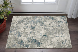 HomeRoots 10' Blue and Beige Abstract Area Rug - Durable, Stain-Resistant Design for Modern Living Spaces 3' x 5' 510486