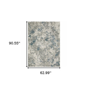HomeRoots 10' Blue and Beige Abstract Area Rug - Durable, Stain-Resistant Design for Modern Living Spaces 5' X 7' 510487