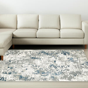 HomeRoots 10' Blue and Beige Abstract Area Rug - Durable, Stain-Resistant Design for Modern Living Spaces 8' X 11' 510489