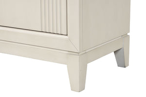 English Elm Transitional Fluted Nightstand Antique White Birch Wood Dovetail Drawers Chrome Pulls B2741P435885
