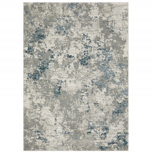HomeRoots 10' Blue and Beige Abstract Area Rug - Durable, Stain-Resistant Design for Modern Living Spaces 9' X 12' 510490