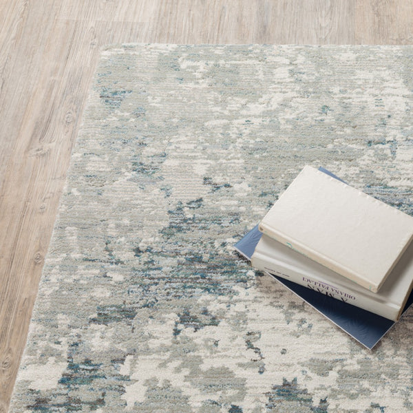 HomeRoots 10' Blue and Beige Abstract Area Rug - Durable, Stain-Resistant Design for Modern Living Spaces 9' X 12' 510490