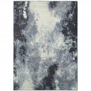HomeRoots 10' Abstract Blue and Ivory Area Rug – Contemporary Power Loom Design for Modern Living Spaces 10' X 13' 510491
