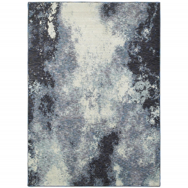 HomeRoots 10' Abstract Blue and Ivory Area Rug – Contemporary Power Loom Design for Modern Living Spaces 10' X 13' 510491