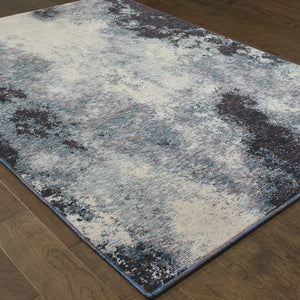 HomeRoots 10' Abstract Blue and Ivory Area Rug – Contemporary Power Loom Design for Modern Living Spaces 10' X 13' 510491