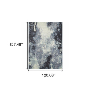 HomeRoots 10' Abstract Blue and Ivory Area Rug – Contemporary Power Loom Design for Modern Living Spaces 10' X 13' 510491