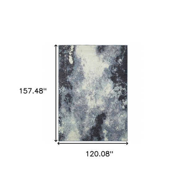 HomeRoots 10' Abstract Blue and Ivory Area Rug – Contemporary Power Loom Design for Modern Living Spaces 10' X 13' 510491