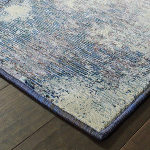HomeRoots 10' Abstract Blue and Ivory Area Rug – Contemporary Power Loom Design for Modern Living Spaces 2'3" x 8' 510493