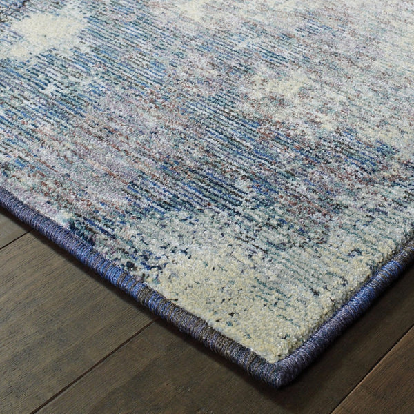 HomeRoots 10' Abstract Blue and Ivory Area Rug – Contemporary Power Loom Design for Modern Living Spaces 2'3" x 8' 510493
