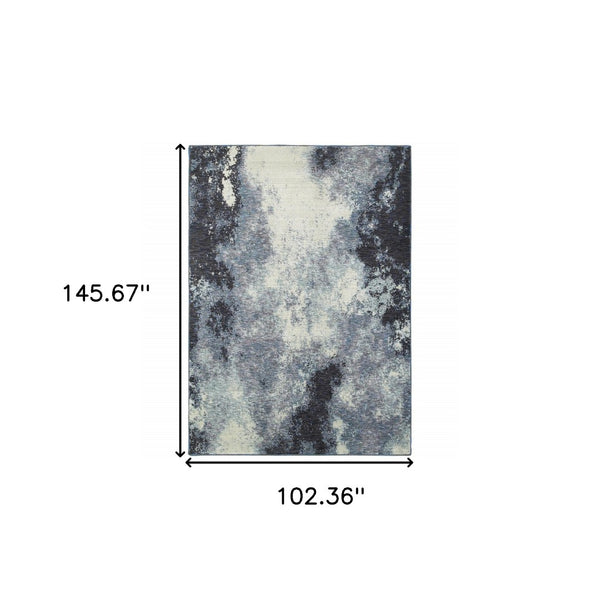 HomeRoots 10' Abstract Blue and Ivory Area Rug – Contemporary Power Loom Design for Modern Living Spaces 9' X 12' 510499