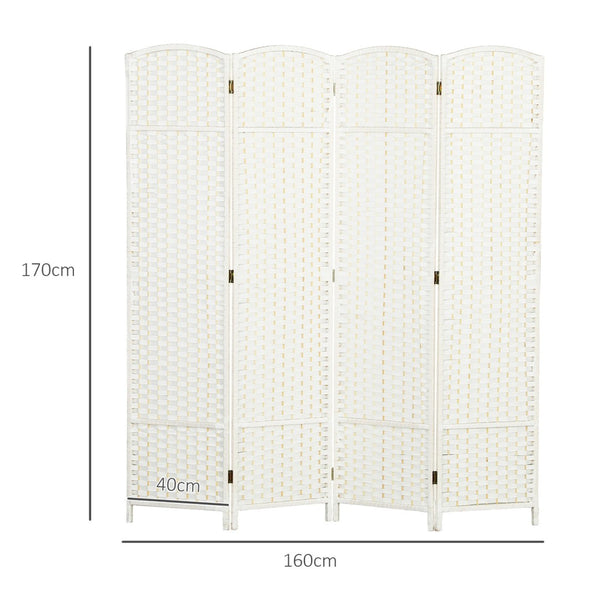 English Elm Homcom Woven Polypropylene 4 Panel Folding Screen Pine Frame Freestanding Room Divider W2225P485650