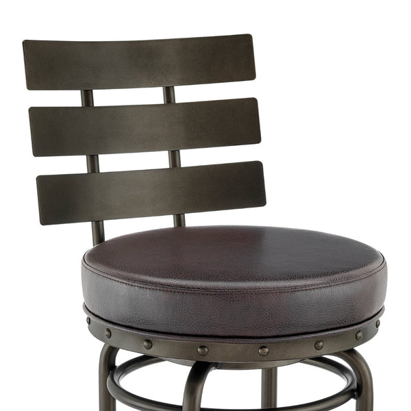 English Elm Tatyana Swivel Barstool Faux Leather Seat Mocha Frame for Kitchen or Home Bar B2736P464849