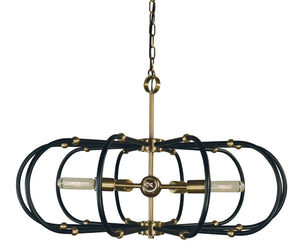 Framburg 5-light Modern Urban Crafts Chandelier – Stunning Design With Contrasting Finishes, Made In Usa Antique Brass With Matte Black Accents Metal 5105 Ab/Mblack