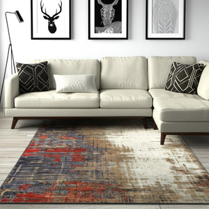 HomeRoots 10' Blue and Beige Abstract Power Loom Area Rug - Modern Elegance with Stain Resistance & Durability 10' X 13' 510500