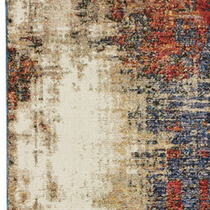 HomeRoots 10' Blue and Beige Abstract Power Loom Area Rug - Modern Elegance with Stain Resistance & Durability 2'3" x 8' 510502