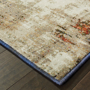 HomeRoots 10' Blue and Beige Abstract Power Loom Area Rug - Modern Elegance with Stain Resistance & Durability 2'6" x 12' 510503