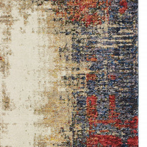HomeRoots 10' Blue and Beige Abstract Power Loom Area Rug - Modern Elegance with Stain Resistance & Durability 2'6" x 12' 510503