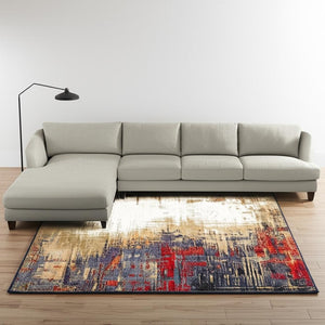 HomeRoots 10' Blue and Beige Abstract Power Loom Area Rug - Modern Elegance with Stain Resistance & Durability 7' X 10' 510506