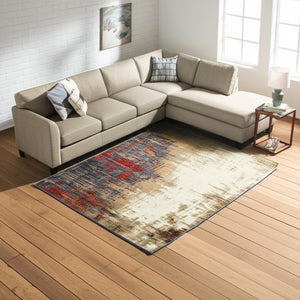 HomeRoots 10' Blue and Beige Abstract Power Loom Area Rug - Modern Elegance with Stain Resistance & Durability 8' X 11' 510507
