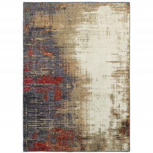 HomeRoots 10' Blue and Beige Abstract Power Loom Area Rug - Modern Elegance with Stain Resistance & Durability 9' X 12' 510508