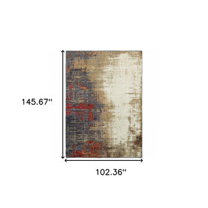 HomeRoots 10' Blue and Beige Abstract Power Loom Area Rug - Modern Elegance with Stain Resistance & Durability 9' X 12' 510508