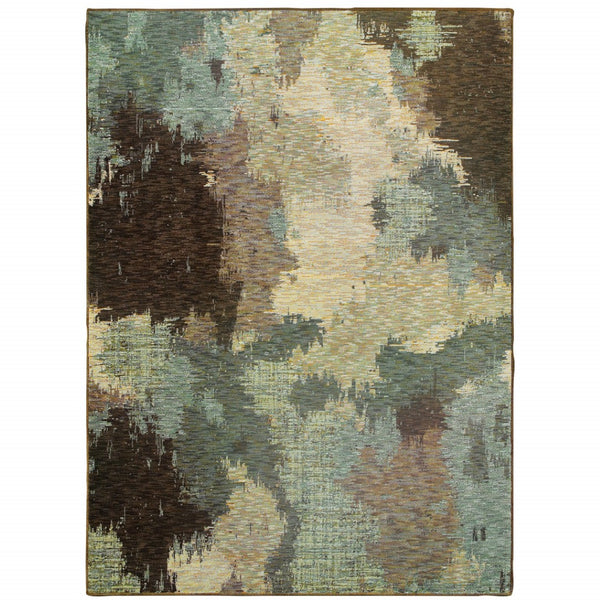 HomeRoots 10' Blue and Ivory Abstract Area Rug – Stylish, Stain Resistant, Durable Floor Centerpiece for Your Home 10' X 13' Rectangle 510509