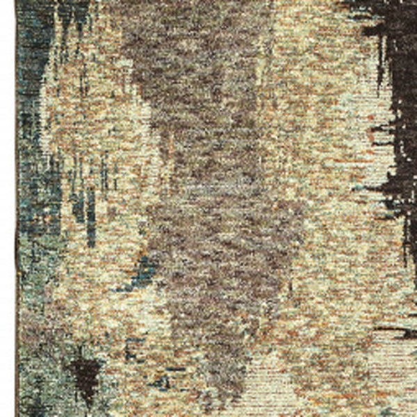 HomeRoots 10' Blue and Ivory Abstract Area Rug – Stylish, Stain Resistant, Durable Floor Centerpiece for Your Home 2'3" x 8' 510511