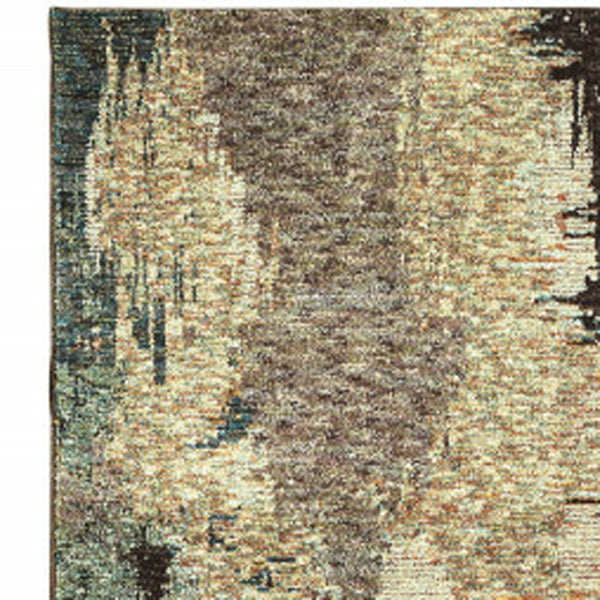 HomeRoots 10' Blue and Ivory Abstract Area Rug – Stylish, Stain Resistant, Durable Floor Centerpiece for Your Home 2'6" x 12' 510512