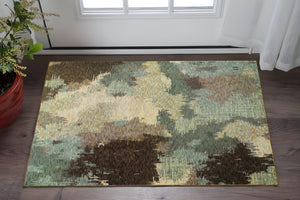 HomeRoots 10' Blue and Ivory Abstract Area Rug – Stylish, Stain Resistant, Durable Floor Centerpiece for Your Home 3' x 5' Rectangle 510513