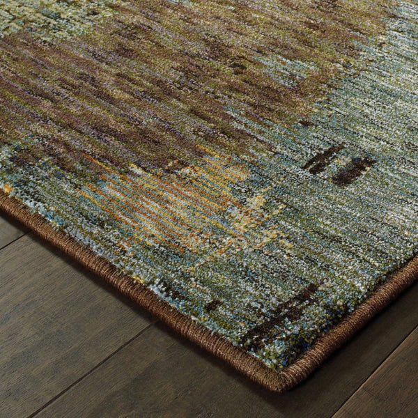 HomeRoots 10' Blue and Ivory Abstract Area Rug – Stylish, Stain Resistant, Durable Floor Centerpiece for Your Home 5' X 7' Rectangle 510514