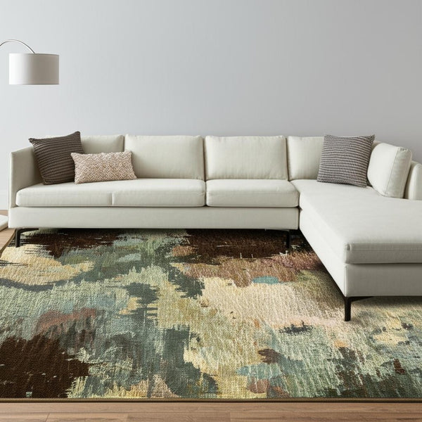HomeRoots 10' Blue and Ivory Abstract Area Rug – Stylish, Stain Resistant, Durable Floor Centerpiece for Your Home 7' X 10' Rectangle 510515