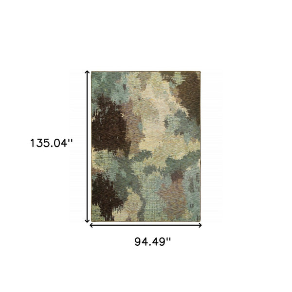 HomeRoots 10' Blue and Ivory Abstract Area Rug – Stylish, Stain Resistant, Durable Floor Centerpiece for Your Home 8' X 11' Rectangle 510517